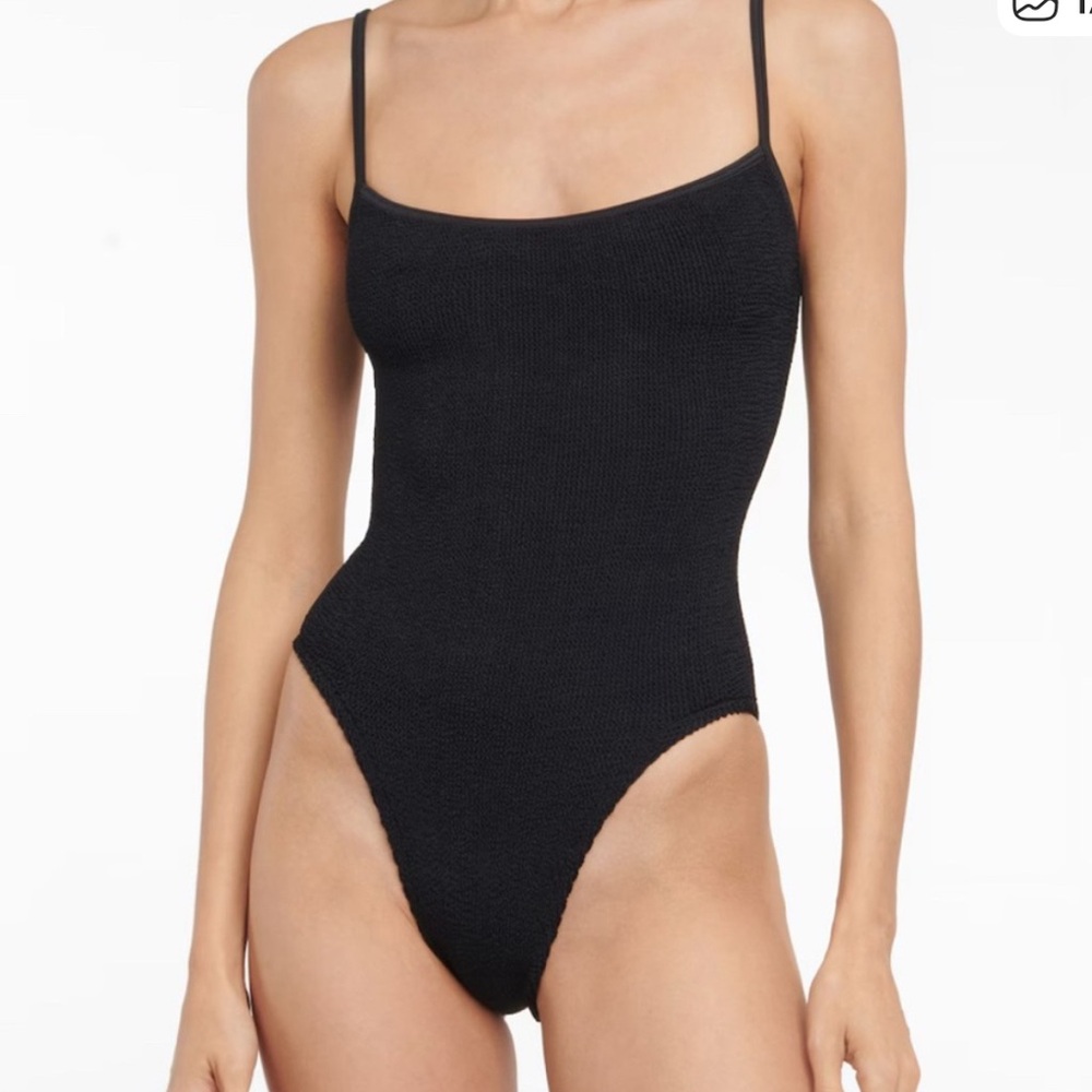 Hunza G Pamela Black Textured One-Piece Swimsuit